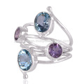 Blue Topaz &amp; Amethyst Double Stone Ring in Sterling Silber Einzigartiger Geschenk Ring